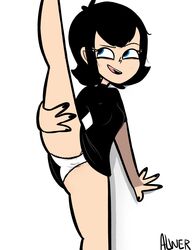 1girls alwer clothed hotel_transylvania leg_lift leg_up mavis_dracula panties tagme white_panties