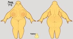 2d 2d_(artwork) 2d_artwork anthro anthro_female anthro_focus anthro_only ass_bigger_than_head asscheeks beak big_breasts big_nipples bird breasts breasts_apart breasts_bigger_than_head butt_bigger_than_head closed_eyes digital digital_art digital_drawing digital_drawing_(artwork) digital_media digital_media_(artwork) eyelashes feather_hands feathered_arms feathers female female_anthro female_focus female_only hands_on_floor naked naked_anthro naked_female peeps reference_image reference_sheet rubber_duck small_tail smiling t-pose t_pose tail tall_anthro tall_female thick thick_ass thick_legs thick_thighs vattarena yellow_body yellow_feathers