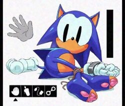 1boy animated anthro battenqwerty blue_body blush disembodied_hand handcuffs hedgehog hedgehog_humanoid pawpads rewrite_(sonic.exe) self_upload sonic.exe_(series) sound spank_marks spanking spanking_butt tied tied_legs tied_up two-tone_body video
