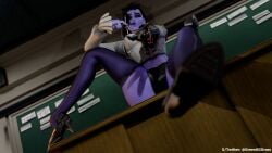 3d 3d_(artwork) blender blender_cycles blowjob_gesture female female_focus female_only femdom foot_fetish foot_focus gloves greengrass hires latex legwear looking_at_viewer low-angle_view overwatch overwatch_2 overwatch_league panties principal_lacroix render school seductive seductive_look self_upload sexy sexy_pose sucking tagme widowmaker