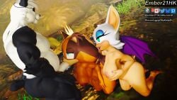 16:9 3d_(artwork) anthro badger bat bear big_breasts breast_grab breasts digital_media_(artwork) ember21hk erection fellatio female giant_panda group hand_on_breast hand_on_head hi_res kneeling male male/female mammal mustelid musteline nipples nude nude_anthro nude_female oral penile rouge_the_bat sega sex sonic_(series) sonic_boom sonic_the_hedgehog_(series) stiban_(character) sticks_the_badger tail thick_thighs trio widescreen wings