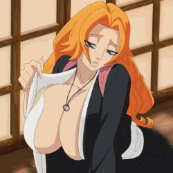 2d 2d_(artwork) 2d_animation 2d_artwork animated areola areolae big_breasts bleach breasts matsumoto_rangiku orange_hair tagme touching_breast twistedgrim video