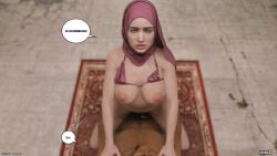 3d 3d_(artwork) big_breasts breasts cheating cheating_wife cowgirl_position hijab losekorntrol milf riding riding_penis rolling_eyes wife