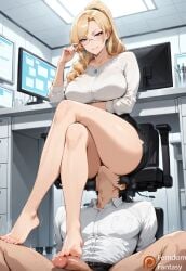 1boy 1boy1girl 1girls ai_generated boy cowgirl_position dominant dominant_female domination dominatrix feet feet_fetish feet_focus feet_together feet_up female femdom femdomfantasyai fetish foot_fetish foot_focus foot_lick footjob footwear forced highres human kissing office office_lady original_character submissive_male taller_girl