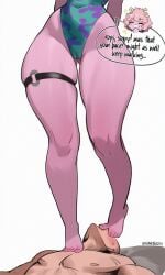ai_generated curvaceous curvy_figure feet_on_face female hero_outfit_(mha) honkibooty male mina_ashido my_hero_academia text