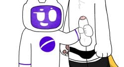 2boys 2males chatty_(max) clothing digital_media_(artwork) duo felid feline for_a_head fur genitals hand_on_penis handjob hi_res krita_(artwork) logo_on_body machine male male/male mammal meatbeater6969 mekuting_(buwayani) object_head penile penis robot screen screen_face screen_head sex simple_background tail underwear white_background