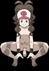 1boy1girl 1girls barefoot blue_eyes brown_hair colored cowgirl_position disembodied_penis feet female female_focus hat headwear hilbert_(pokemon) hilda_(pokemon) human long_hair naked nintendo nipples nude nude_female pale_skin panties pokemon pokemon_bw simple_background tagme thick_thighs toes vaginal video_games w.t.dinner wristwear