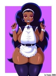 1girls alternate_costume alternate_version_available big_breasts black_nail_polish black_nails black_thighhighs clothing dark_blue_hair eyelashes eyeshadow fangs female female_only hair half-closed_eyes headress headwear hips huge_breasts legwear lips lo_franco long_hair maid_apron maid_headdress maid_outfit maid_uniform mature mature_female mature_woman milf mother nail_polish nails ok_k.o.!_let's_be_heroes purple_eyeshadow purple_lips purple_lipstick red_eyes solo solo_female thick_thighs thighhighs thighs vampire vampire_girl wide_hips wilhamena