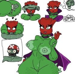 all-star_(pvz) plant plantie plants_vs_zombies rose_(pvz) straight zombie