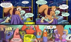 anthro anus arthropod ass asterozoan bed blush bodily_fluids cake cephalopod coleoid comic covering crazy_eyes crustacean cum cum_inside dancing decapod decapodiform dessert eastern_grey_squirrel echinoderm embarrassed english_text erection female fish food furniture genital_fluids genitals grey_squirrel hermit_moth hermitmoth hi_res inside larry_the_lobster lobster looking_pleasured mal malacostracan male mammal marine mollusk nervous nickelodeon nude open_mouth party patrick_star penis pillow pussy rodent sandy_cheeks sciurid sex smile speech_bubble spongebob_squarepants spongebob_squarepants_(character) spread_legs spreading squid squidward_tentacles squirrel standing starfish surprised sweat tail text tree_squirrel vulva