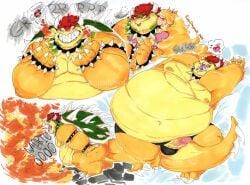 1boy 1girls 2023 2_horns angry anthro areola armband artist_name bed belly big_belly black_clothing black_underwear blep blush bodily_fluids bowser bracelet breath_powers chubby_cheeks claws clenched_teeth closed_eyes clothing collar dream drooling duo elemental_manipulation erection fangs fat fat_belly fat_male female fire fire_breathing fire_manipulation frown furniture furry furry_male genital_fluids genitals green_body green_scales growling hair heart_symbol hi_res horn huge_belly human human_female human_on_anthro interspecies jewelry kissing_cheek koopa leaking_precum love lying male male/female mammal mario_(series) moobs morning_wood multiple_scenes navel nintendo nipples obese obese_anthro obese_male on_back on_bed open_mouth overweight overweight_anthro overweight_male painting_(artwork) penis penis_poking_out precum princess princess_peach red_hair reptile royalty rubydragon03 saliva scales scalie sharp_teeth shell signature simple_background sleeping smile snoring spiked_armband spiked_bracelet spiked_collar spiked_shell spiked_tail spikes spikes_(anatomy) tail teeth text thick_arms thought_bubble tongue tongue_out traditional_media_(artwork) underwear vein veiny_penis watercolor_(artwork) wide_eyed yelling yellow_body yellow_scales