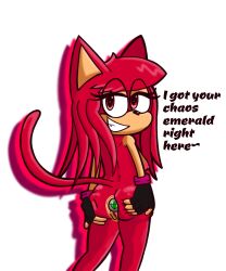anthro anus areola ass breasts butt_grab buttplug chaos_emerald clothing dialogue domestic_cat felid feline felis female gem genitals gloves hair hand_on_butt handwear hi_res lindsey_(sussytomato) long_hair looking_at_viewer mammal nipples nude plug_(sex_toy) presenting presenting_hindquarters rear_view sega sex_toy solo sonic_(series) sonic_the_hedgehog_(series) sussytomato tail teeth vulva