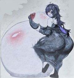 belly big_belly goddess_of_victory:_nikke huge_belly hyper_belly label_(nikke) meat_wall_(body_type) overhanging_belly thegreatday_(artist)