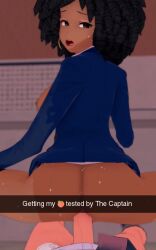 1boy 1girls 3d afro_hair anal anal_stretching black_eyes black_girl black_hair caption cock_in_ass dark-skinned_female edit edited emoji flight_attendant flight_attendant_hat flight_attendant_uniform interracial interracial_sex koikatsu light-skinned_male looking_at_viewer male/female moaning original_characters peach_emoji pov reverse_cowgirl_position riding riding_cock riding_dick riding_penis snapchat snapchat_story stewardess stewardess_uniform white_male white_male_black_female