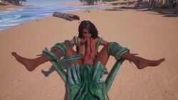 3d animated beach blowjob brown_feet dark-skinned_female dark_hair dark_nipples dark_skin deepthroat feet green_tentacles maya_(wildlife) penetration salivarius_(wildlife) sand sound tagme tentacle tentacle_monster tentacle_rape tentacle_sex tentacles trapped vaginal vaginal_penetration vaginal_sex video wildlife_(video_game)