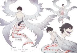 1girls artemis_(devil_may_cry) black_hair black_sclera blue_eyes corruption demon demon_girl devil_may_cry devil_may_cry_5 dmbakura enemy_conversion exposed_breasts female female_focus female_only functionally_nude functionally_nude_female glowing_eyes heterochromia lady_(devil_may_cry) mermaid mermaid_tail monster_girl multiple_poses red_eyes scar scar_on_face sharp_teeth solo solo_female solo_focus transformation winged_humanoid wings