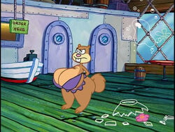 accurate_art_style air_bubble angry bra buckteeth cleavage fat hyper_breasts overflowing_breasts pink_nose sandy_cheeks screencap screenshot screenshot_edit sideboob skirt smooth_skin spongebob_squarepants squirrel tail thebrise thick thick_thighs underwater