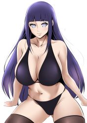 1girls bare_arms bare_shoulders bare_thighs belly belly_button bikini bikini_bottom bikini_top blush female female_focus female_only hyuuga_hinata legwear light-skinned_female light_skin looking_at_viewer naruto naruto:_the_last naruto_(series) naruto_shippuden pale-skinned_female pale_skin pinup powkasa purple_bikini purple_eyes purple_hair purple_panties purple_swimsuit shounen_jump smile smiling smiling_at_viewer solo solo_female solo_focus stockings swimsuit thick_thighs thighhighs thighs voluptuous