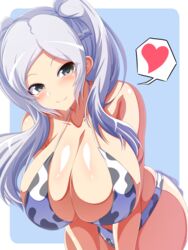 1girls alternate_breast_size aokura_shou big_breasts bikini breasts cleavage clothing cow_girl cow_print female female_only fire_emblem fire_emblem_awakening heart huge_breasts large_breasts nintendo robin_(fire_emblem) robin_(fire_emblem)_(female) solo twintails white_hair year_of_the_ox