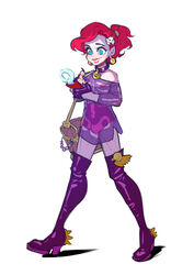 1boy ariel disney disney_princess fairybend femboy girly high_heels male male_only nipples punk red_hair ripushko rule_63 simple_background skull_hair_ornament solo streetwear the_little_mermaid thigh_boots trap