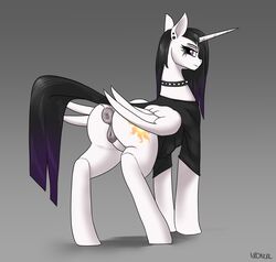 absurd_res alicorn anus ass collar equid female feral friendship_is_magic genitals goth hasbro hi_res horn looking_back mammal my_little_pony neoncel princess_celestia_(mlp) pussy solo spiked_collar spikes wings