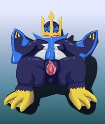 absurd_res anthro avian bird empoleon female genitals hi_res nintendo open_mouth overweight overweight_anthro overweight_female pii_(artist) pokémon_(species) pokemon pussy solo spread_legs spreading video_games