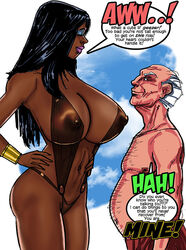 1boy 1girls ass athletic athletic_female big_ass big_breasts black_hair breasts brown-skinned_female brown_body brown_skin bust busty chest cleavage curvaceous curvy curvy_figure dark-skinned_female dark_skin dialogue digital_drawing_(artwork) digital_media_(artwork) english_text eyelashes female female_focus fit fit_female hips hourglass_figure huge_ass huge_breasts human large_ass large_breasts legs light_skin lips lower_body male mature mature_female nipple_bulge nipples nipples_visible_through_clothing older_male original original_character original_characters pokies slim_waist speech_bubble straight superposer swimsuit swimwear text thick thick_hips thick_legs thick_thighs thighs upper_body voluptuous waist wide_hips