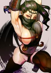 big_breasts breasts busty curvaceous curvy female female_focus hourglass_figure ichiren japanese japanese_clothes kunoichi looking_at_viewer mouth_mask ninja shuriken tagme thighhighs voluptuous wide_hips