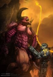 2016 armor balls baron_of_hell_(doom) big_penis bodily_fluids colored_cum cum cum_string demon doom doom_(series) doom_slayer_(doom) duo ejaculation erection exotic_penis foreskin gay genital_fluids genitals glowing glowing_cum glowing_eyes handjob headgear helmet hi_res horn human id_software larger_male lava lava_cum male male/male male_only mammal muscular muscular_male orgasm penile penis red_body red_skin sex sharp_teeth size_difference smaller_male teeth text todex unusual_anatomy unusual_bodily_fluids unusual_cum unusual_genital_fluids unusual_genitalia unusual_penis url video_games yellow_cum yellow_eyes