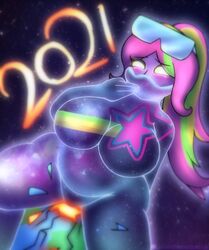 1girls absurd_res artist_request breasts chubby chubby_female cosmic_skin curvy eyewear_on_head female fortnite galaxia_(fortnite) nude