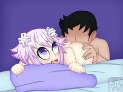 ass female gripping_pillow licking_ass neptune_(neptunia) neptunia_(series) purple_eyes