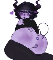 ass balls big_ass black_hair bottomless buttplug color demon femboy incubus kneehighs male_focus male_only original original_character penis purple_skin small_penis solo stockings submissive submissive_male succubus_(male) tail turtleneck