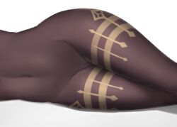 bodystocking cameltoe close-up covered_navel female ganyu_(genshin_impact) genshin_impact highres lying on_side pussy simple_background skin_tight solo stomach thick_thighs thighs wide_hips z282g