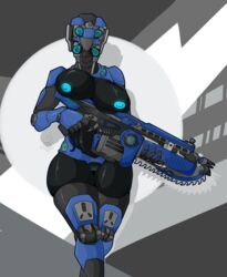 1girls ass breasts chainsaw deebees female female_focus female_only gears_of_war gun gynoid hips looking_at_viewer metal metallic_body robot robot_girl robot_humanoid solo solo_female tagme thiccrobots thick_thighs