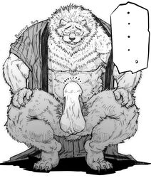 2020 anthro beastars biped black_bear bogue_(beastars) bulge clothed clothing erection eyewear fur genitals glasses greyscale hi_res kemono male mammal monochrome moon_bear muscular muscular_male nipples one_eye_closed open_clothing open_robe penis pubes robe signature simple_background solo tenting underwear ursid ursine white_background yunukopi