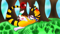 16:9 absurd_res ampharos anthro bodily_fluids canid canine cum cum_in_ass cum_inside demon duo eeveelution fan_character feral gabu_art genital_fluids hi_res male male/male male_penetrated male_penetrating male_penetrating_male mammal nintendo penetration pokémon_(species) pokemon pokemon_(species) umbreon video_games widescreen