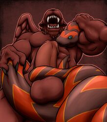 anthro deity erection feral kraest lion male mithra mithra_(megami_tensei) muscular penis shin_megami_tensei snake sun_god