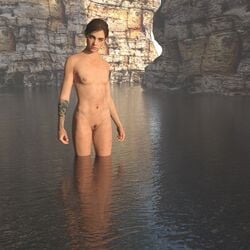 1girls 3d casual daz_3d daz_studio ellie_(the_last_of_us) ellie_williams female female_only gagamel1 human lake nude outdoors pale_skin pussy river solo tagme tattoo the_last_of_us the_last_of_us_2 water