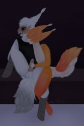 2:3 anthro balls crash_(waterlemon) duo fan_character female fer.al fur furred_kobold genitals kobold kobold_(fer.al) luka_(fer.al) male mammal night orange_body orange_fur penis red_eyes straight waterlemon_(artist) white_body white_fur