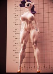 3d absurd_res anthro anthrofied areola big_breasts breasts dashie116 equid equine female friendship_is_magic genitals hasbro heart height_chart hi_res high_heels horn mammal muscular muscular_calves muscular_female muscular_thighs my_little_pony nipples nude pussy rarity_(mlp) solo straight_hair tall tall_female unicorn wide_hips