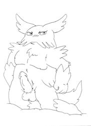 abomasnow anthro artist_request color erection front_view fur furry kneeling male male_only nintendo nude penis pokémon_(species) pokemon solo tagme tail year_request