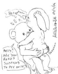 anthro anthro_only anthro_penetrated anthro_penetrating asthexiancal bear_ears blush blush_lines blushing bobby_bear cowgirl_position female female_on_top female_orgasm female_penetrated furry male/female male_penetrating maple_town monochrome orgasm patty_rabbit peeing peeing_during_sex peeing_on_another rabbit_ears rabbit_humanoid rabbit_tail sex sitting sitting_in_urine tagme urinating urinating_female urination urine urine_pool