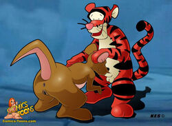 anus comics-toons disney fellatio female furry interspecies kanga kangaroo kes_(artist) male mammal marsupial oral presenting smooth_skin straight tiger tigger winnie_the_pooh_(franchise)