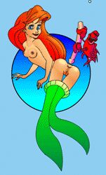 anal anal_penetration animated ariel crab dildo disney feral nipples sebastian_(disney) sex_toy the_little_mermaid