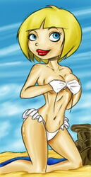 1girls bikini blonde_hair blue_eyes bob_cut cleavage ed_edd_n_eddy hourglass_figure lipstick nazz_van_bartonschmeer samson_00 straight_hair tagme