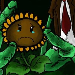 1:1 1girls artist_request black_eyes black_sclera dendrophilia eyelashes female green_skin imminent_rape plant plants_vs_zombies pvz sad sunflower sunflower_(pvz) tears white_pupils zombie zombie_(pvz)