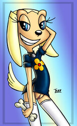 anthro bone bottomless brandy_&_mr_whiskers brandy_harrington canine clothes collar disney disney_channel dog female female_only fur furry hand_behind_head holding innocenttazlet looking_at_viewer mammal pussy shirt smile solo standing tagme toon_disney