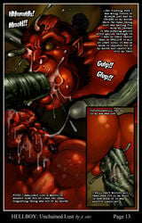 comic cum cum_in_mouth dark_horse hellboy hellboy_(series) male male_only multiple_boys nude red_skin soto tentacle_on_male text yaoi