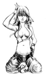 cluedog disney girl_riku greyscale kingdom_hearts medium_breasts monochrome riku rule_63 square_enix