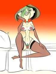 busty female female_focus female_only green_hair gwen_(tdi) hourglass_figure pose posing solo tagme themrock total_drama_island wide_hips